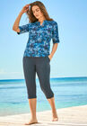 Three-Quarter Sleeve Swim Tee, BLUE MEDALLION, hi-res image number null