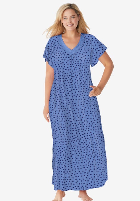 Lace Knit Gown, FRENCH BLUE ANIMAL DOT, hi-res image number null
