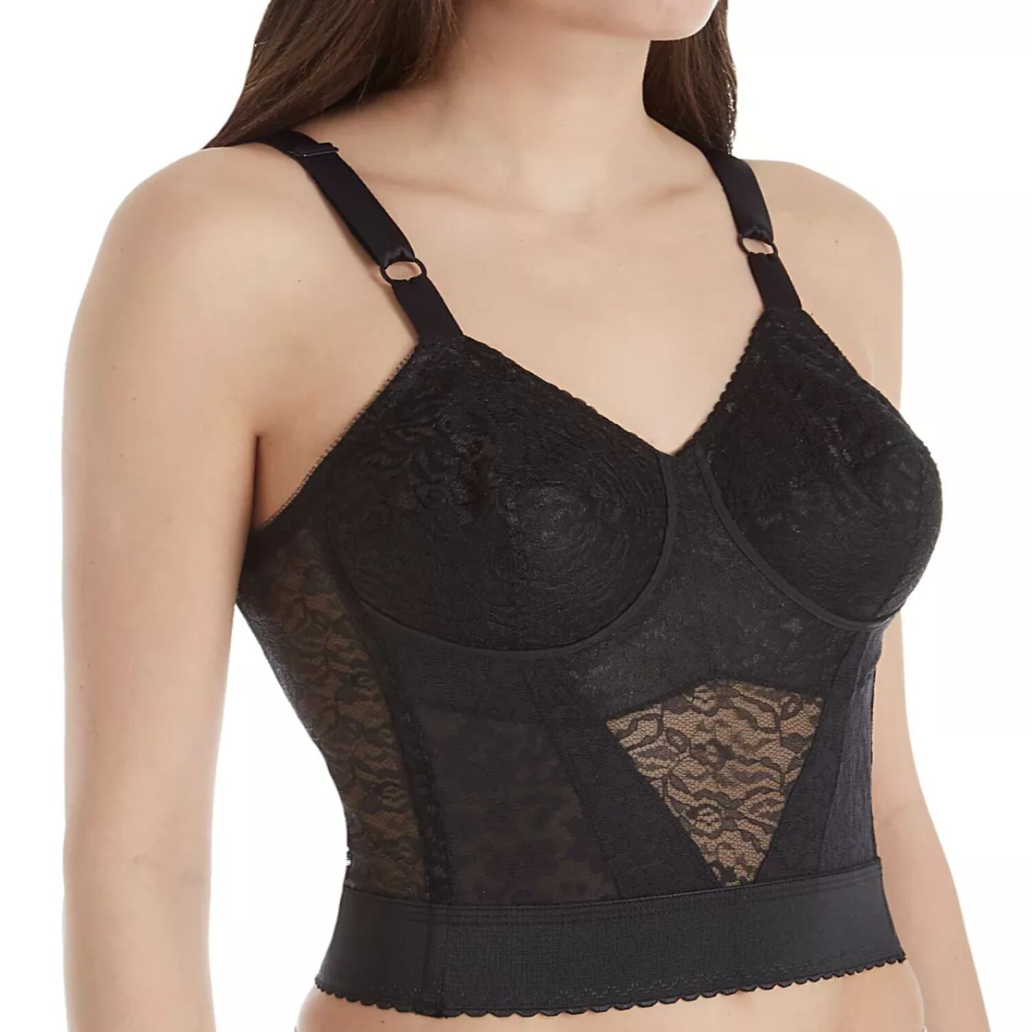 Long Line Firm Shaping Expandable Cup Bra 2202, BLACK, alternate image number 2