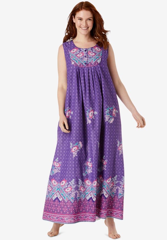 Sleeveless Bib Long Lounger, PLUM BURST BOHO BORDER, hi-res image number null