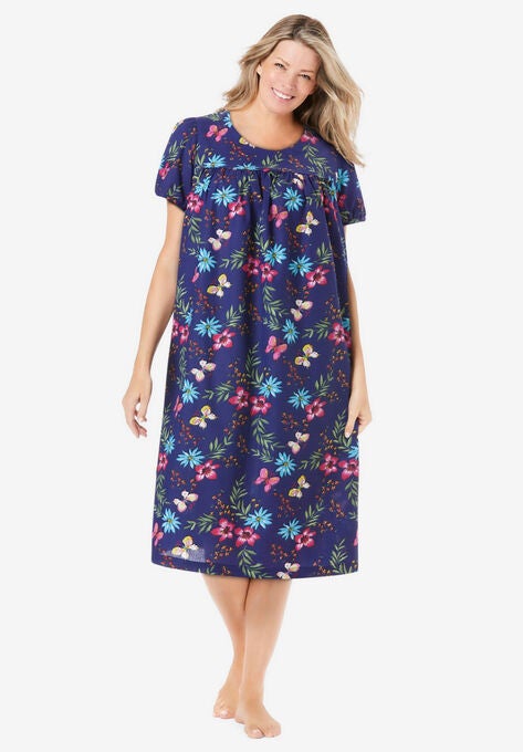 Short Print Shirred Lounger , DARK NAVY BUTTERFLY, hi-res image number null