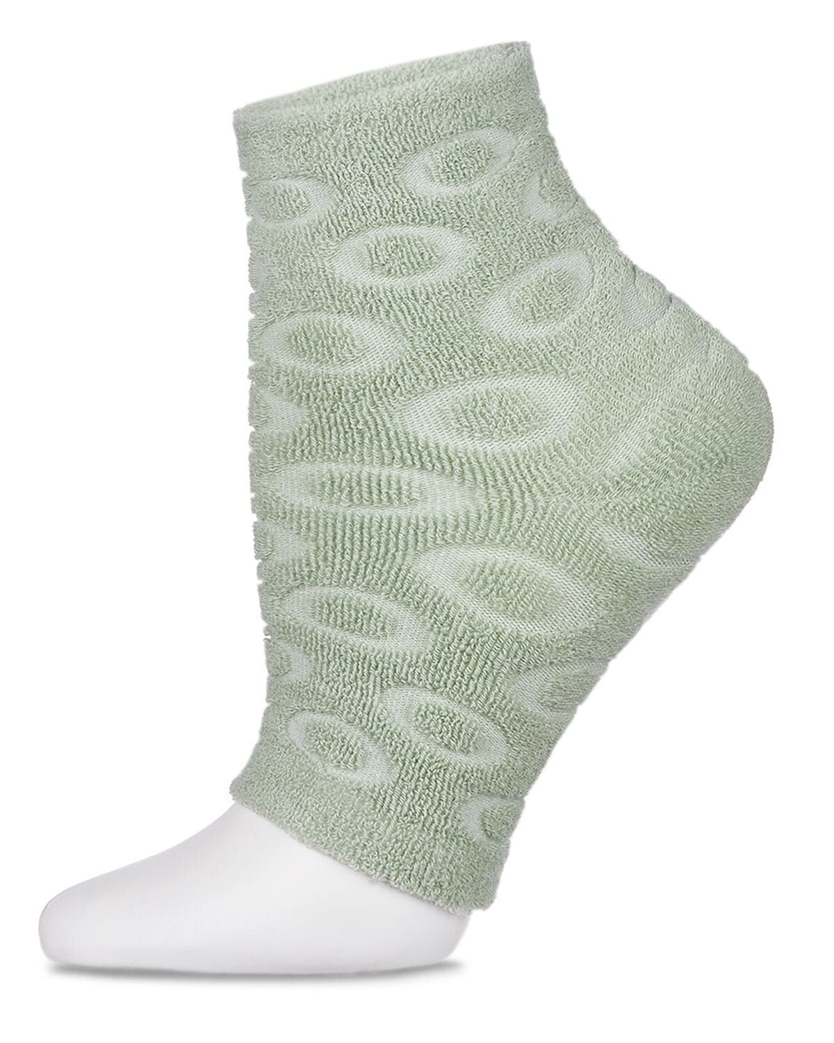Women's Dot-Patterned Cotton Blend Gel-Lined Mint Scented Pedicure Sock, GREEN, hi-res image number 0