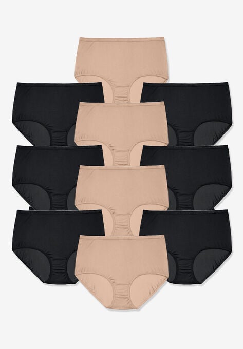 Nylon Brief 10-Pack, NUDE BLACK PACK, hi-res image number null