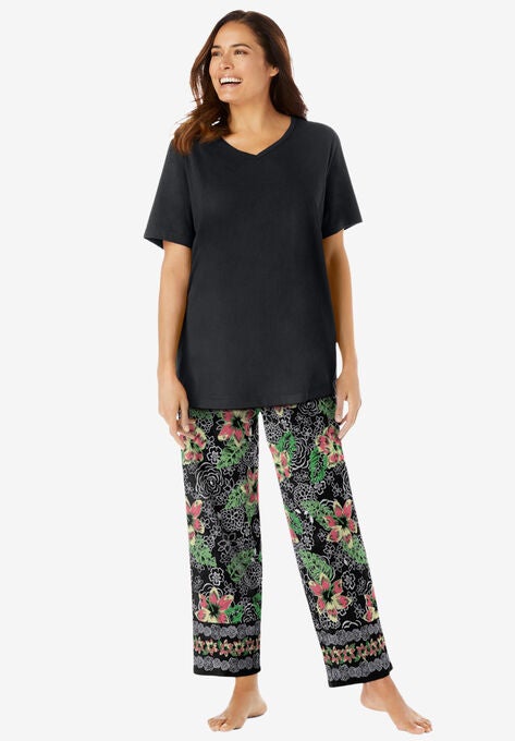 Short-Sleeve Knit Lounge Set, BLACK BATIK, hi-res image number null