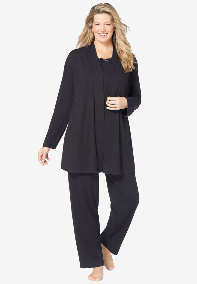 3-Piece Knit Lounge Set, BLACK, hi-res image number null