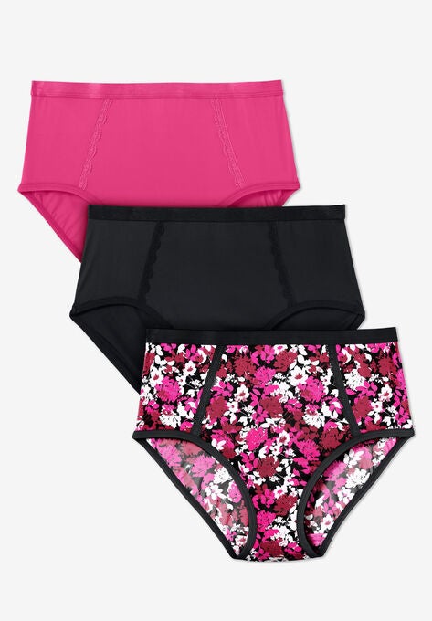 Microfiber Panty 3-Pack, PINK FLOWER PACK, hi-res image number null
