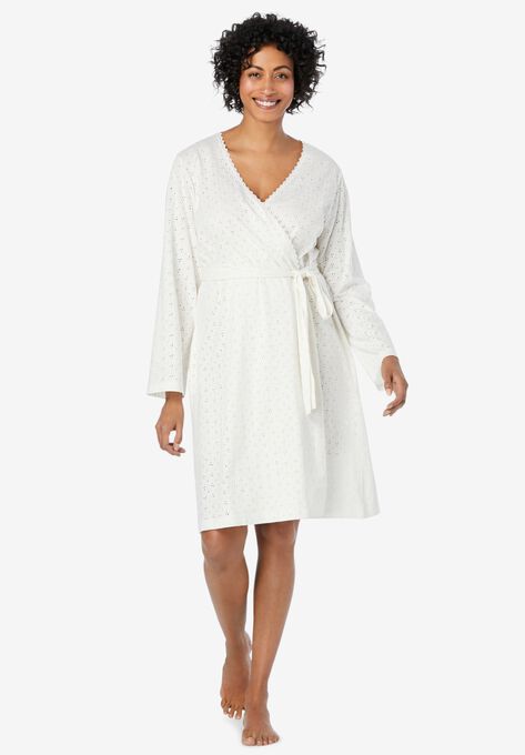 Short Eyelet Wrap Robe, WHITE, hi-res image number null