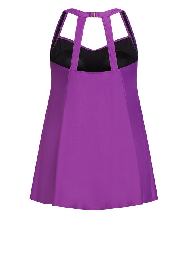 Hi Back Swim Dress, BRIGHT VIOLET, alternate image number null