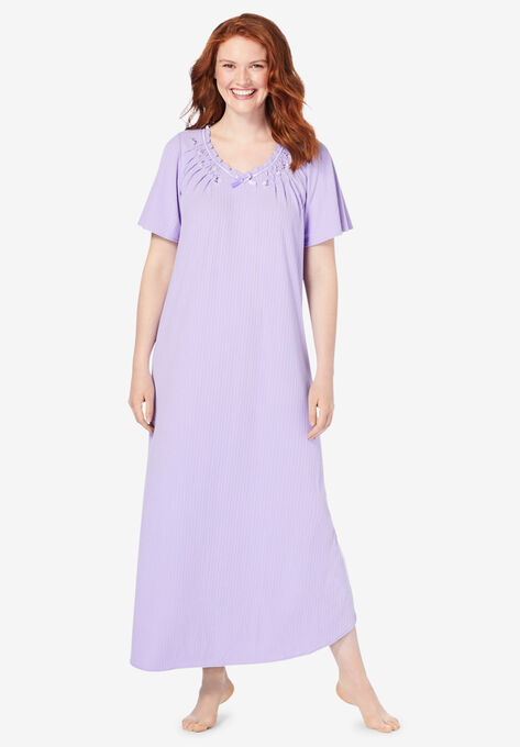 Rib Knit Long Nightgown, SOFT IRIS, hi-res image number null