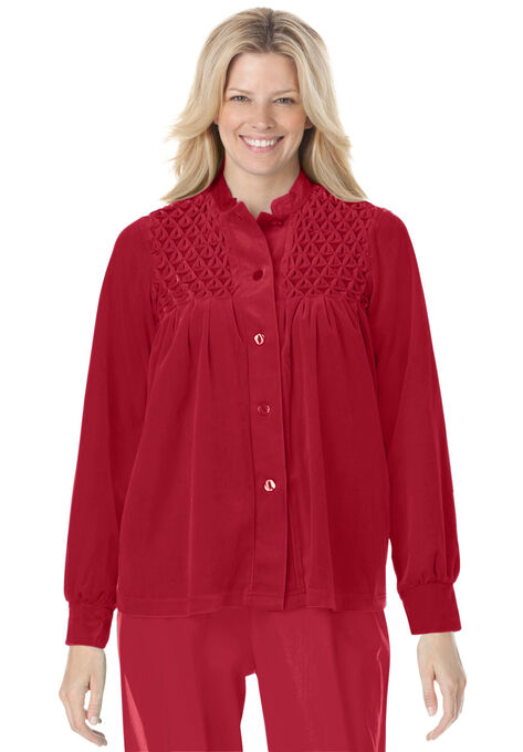 Smocked velour 25&#34; bed jacket by Only Necessities&#174, , alternate image number null