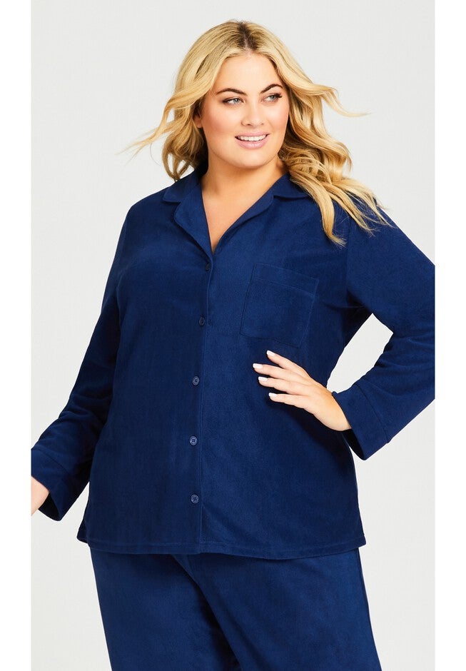 Button Fleece Top, NAVY, hi-res image number null
