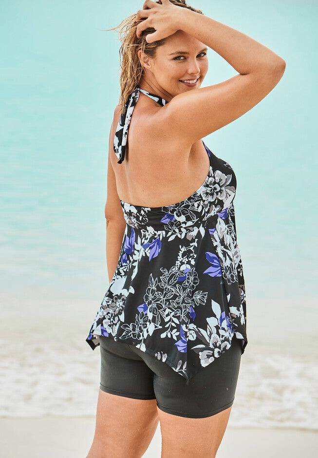 Flared Halter Tankini Top , , alternate image number null