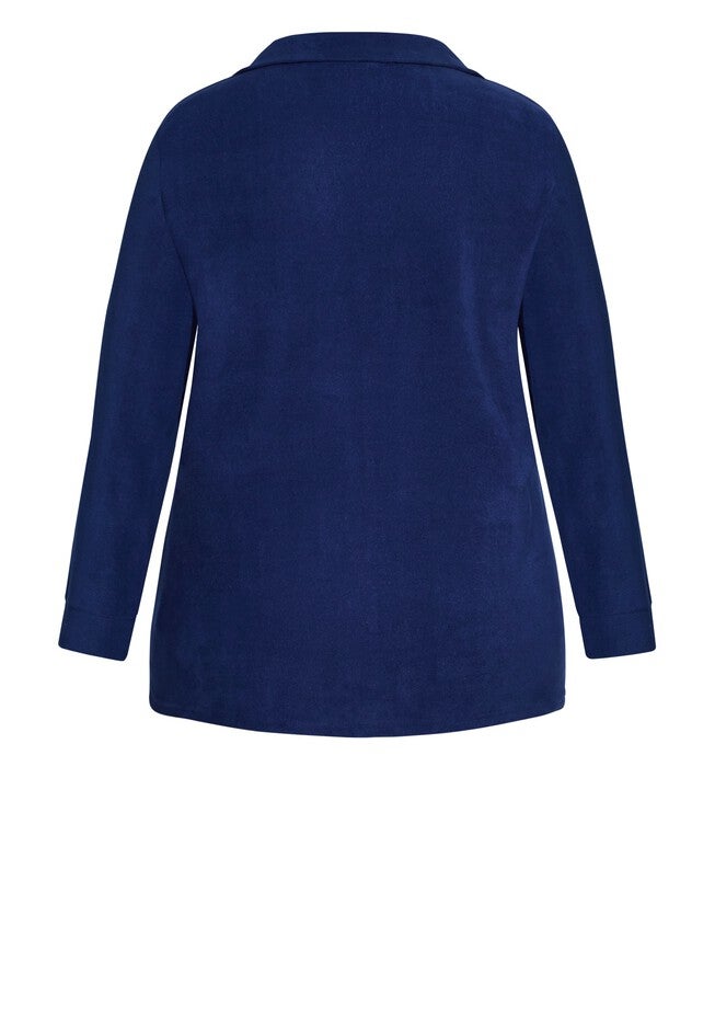 Button Fleece Top, NAVY, alternate image number null