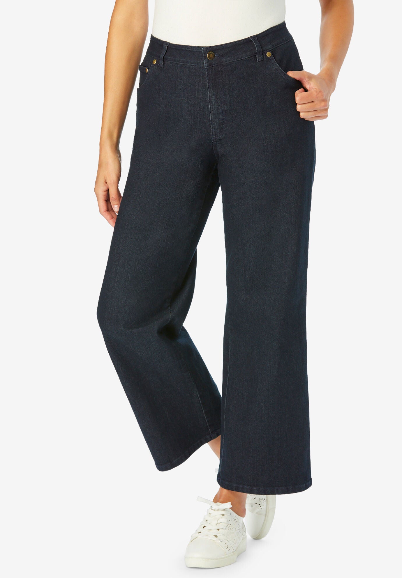 Stretch Wide-Leg Ankle Jean, INDIGO, hi-res image number 0