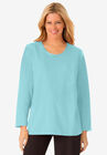 Satin trim sleep tee by Dreams & Co® , PALE OCEAN, hi-res image number null