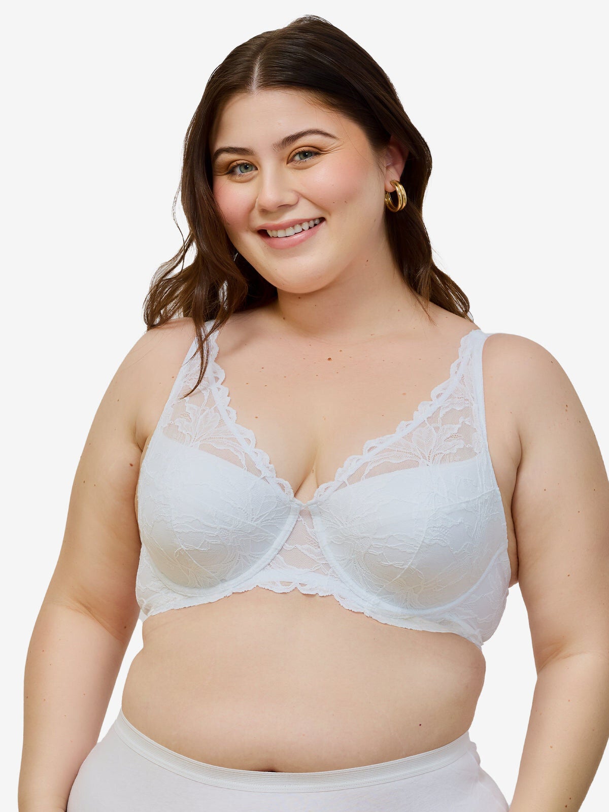 The Willow - Lace Plunge Underwire Bra, WHITE, hi-res image number 0