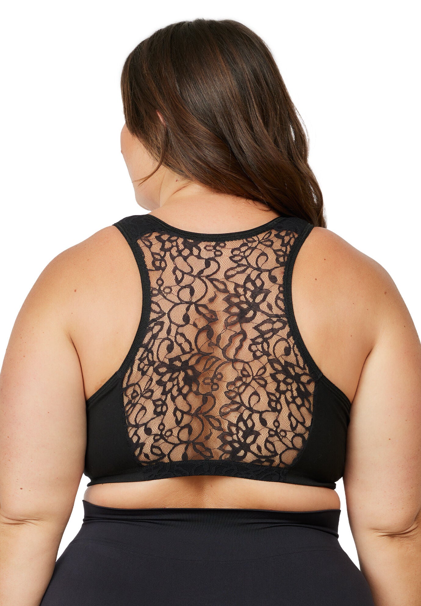 The Indy - Cotton Front-Closure Lace Racerback Bra, , on-hover image number 1
