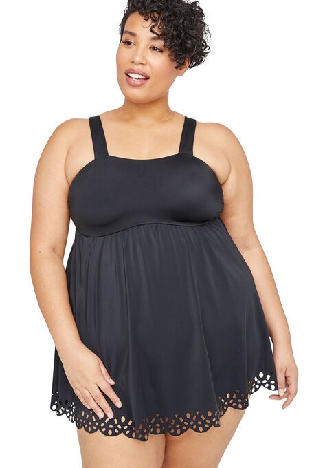 Scallop Haven Swimdress, BLACK, hi-res image number null
