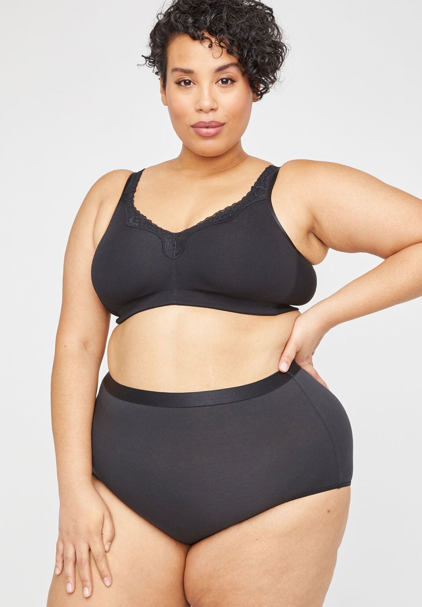 Cotton High-Waist Full Brief Panty, BLACK, hi-res image number 0