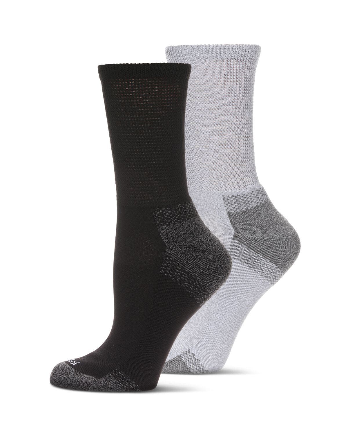 2 Pair Pack Diabetic Half Cushion Quarter Socks, GRAY BLACK, hi-res image number 0