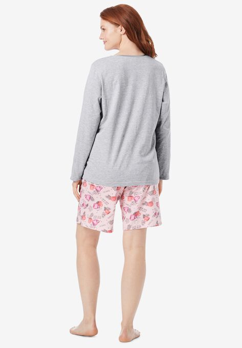Satin trim sleep tee by Dreams & Co® , , on-hover image number null