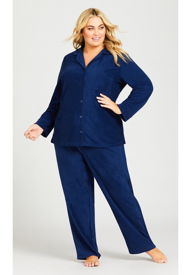 Button Fleece Top, NAVY, alternate image number null