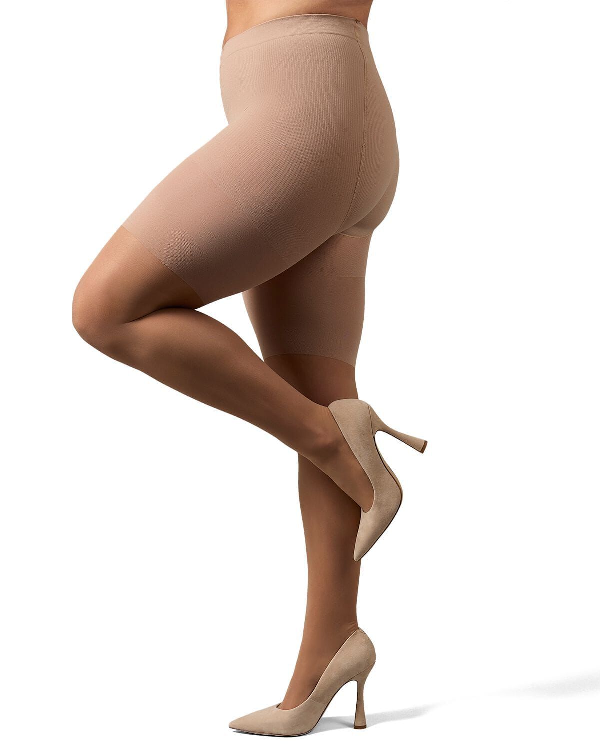 Women's Half & Half Light Support Leg Nylon Pantyhose, NUDE, hi-res image number 0