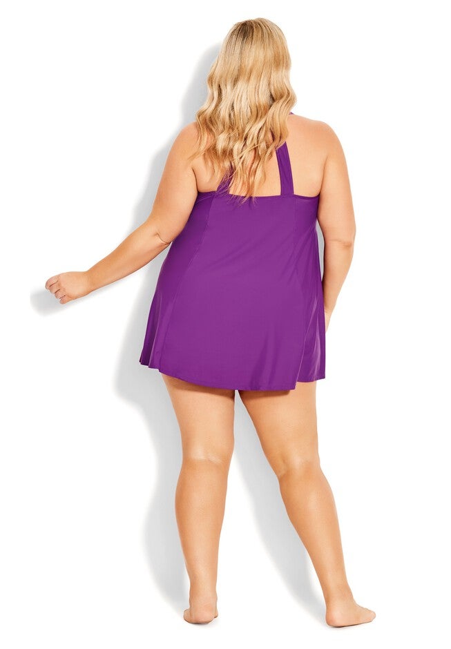 Hi Back Swim Dress, BRIGHT VIOLET, on-hover image number null