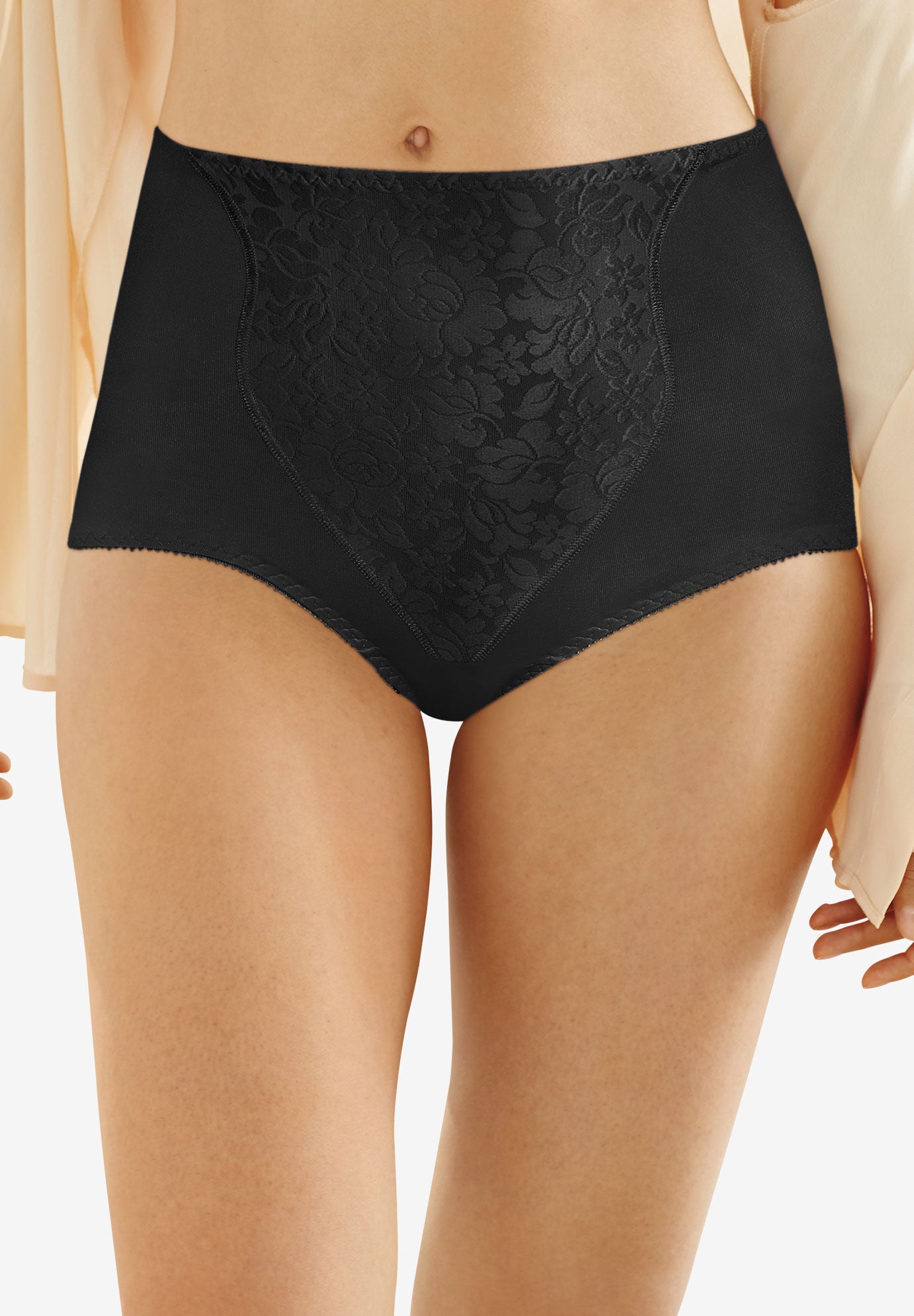 Light Control Lace Panel Brief 2-Pack , BLACK, hi-res image number 0