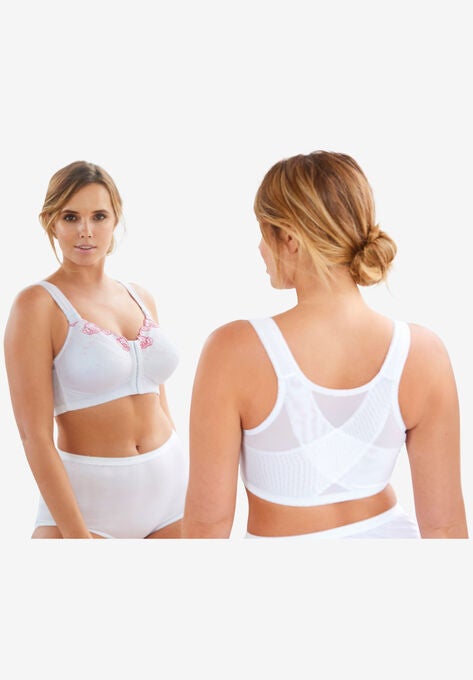 Front-Close Embroidered Wireless Posture Bra , , alternate image number null