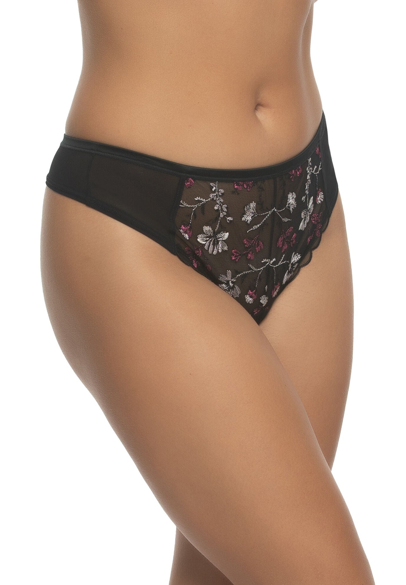 Allure Embroidered Thong, MIDNIGHT ROUGE MNR, alternate image number 2