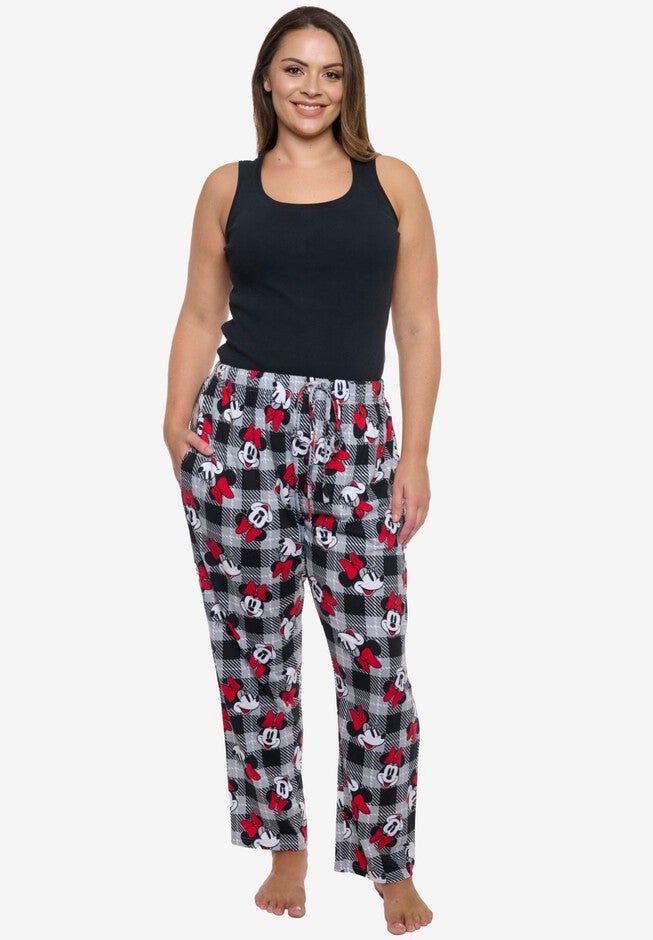 Women's Disney Minnie Mouse Pajama Pants Plaid Red Black, RED, alternate image number null