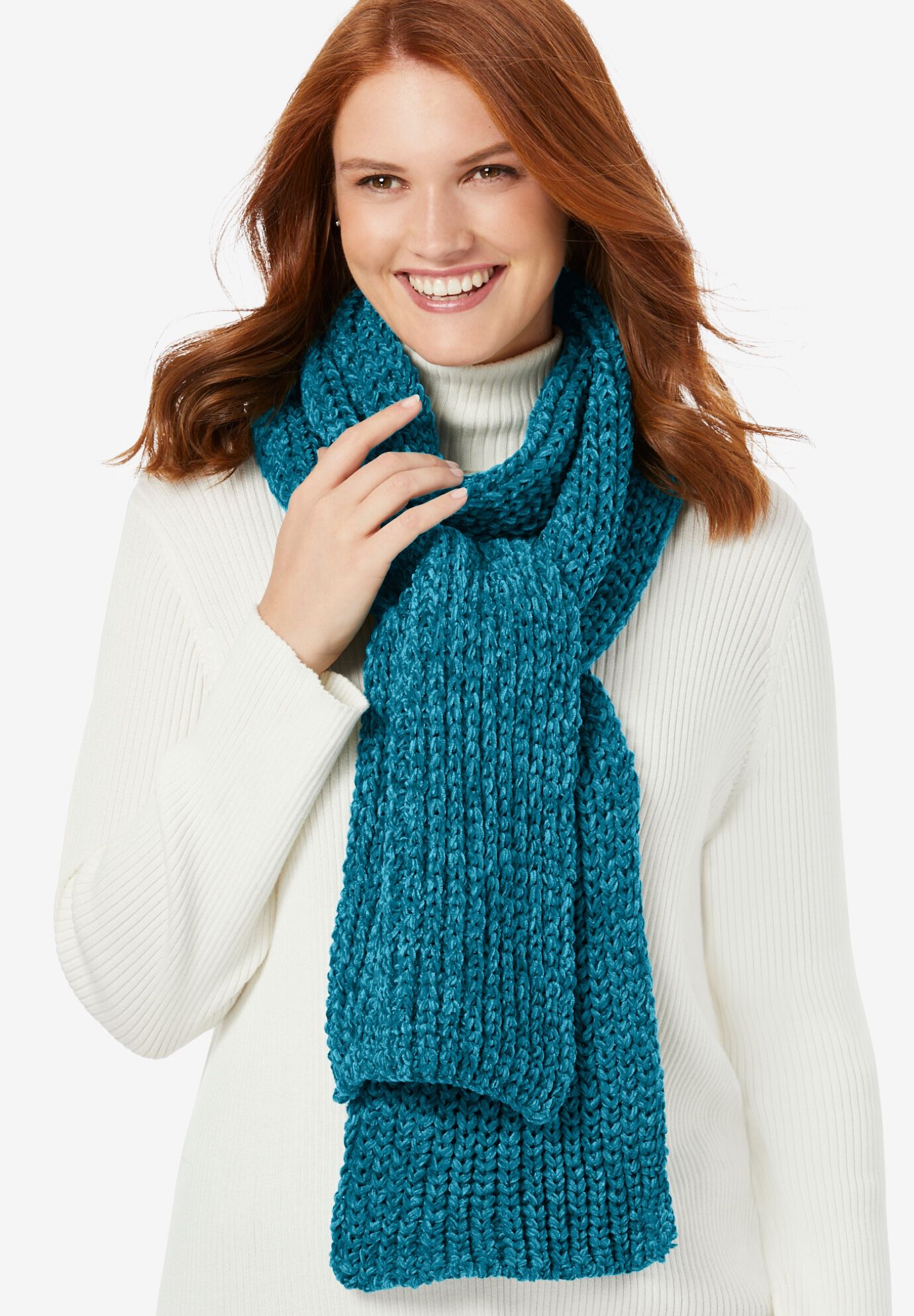 Chenille Scarf, DEEP TEAL, hi-res image number 0