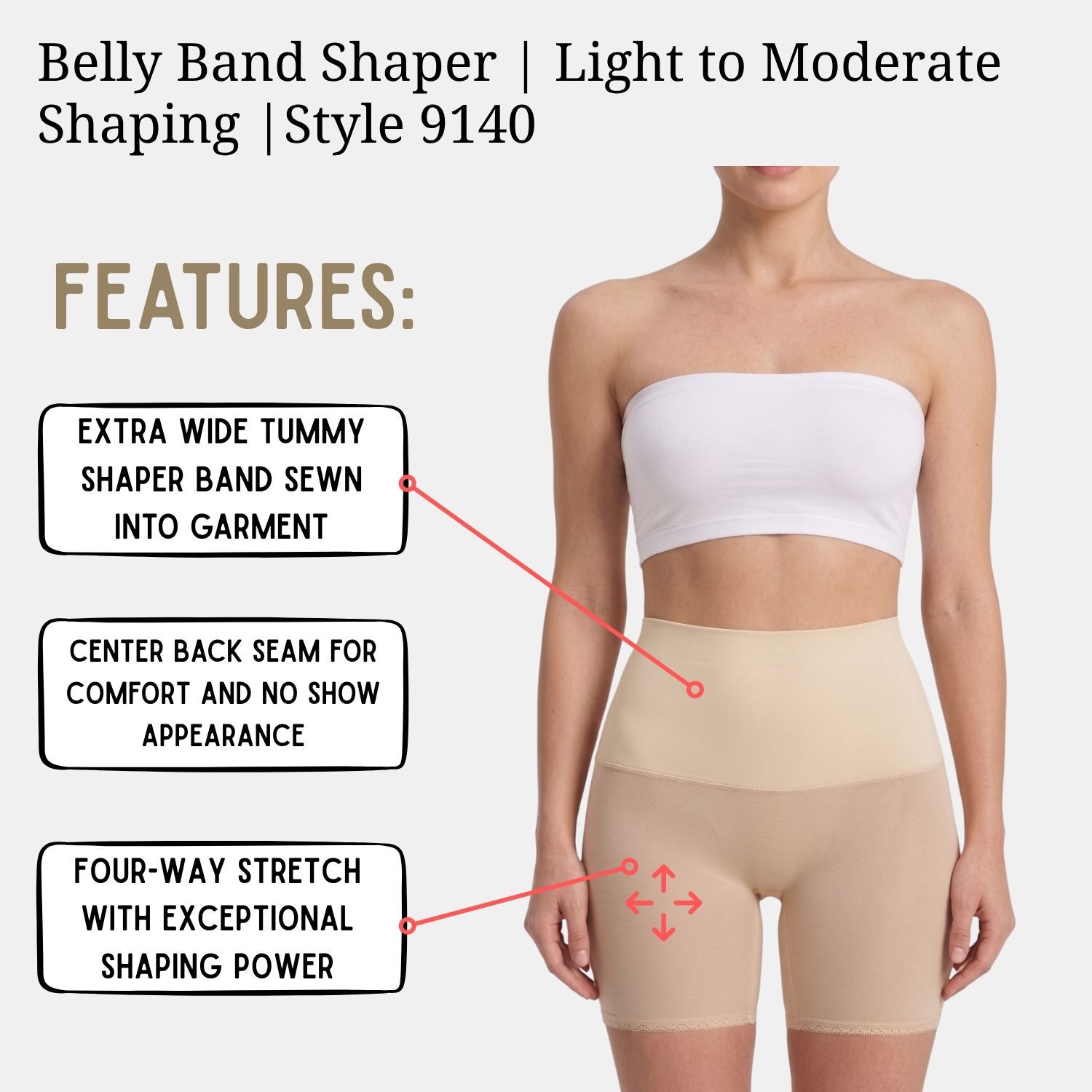 Belly Band Shaper Light to Moderate Shaping, BEIGE, alternate image number 2