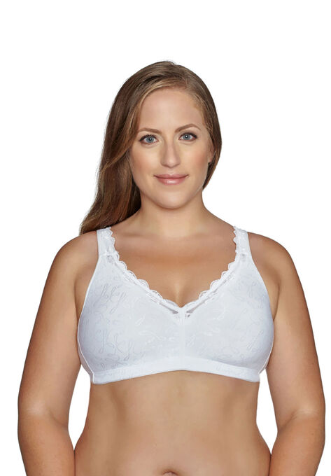 Fully® Comfort Lining Jacquard Lace Bra, WHITE, hi-res image number null