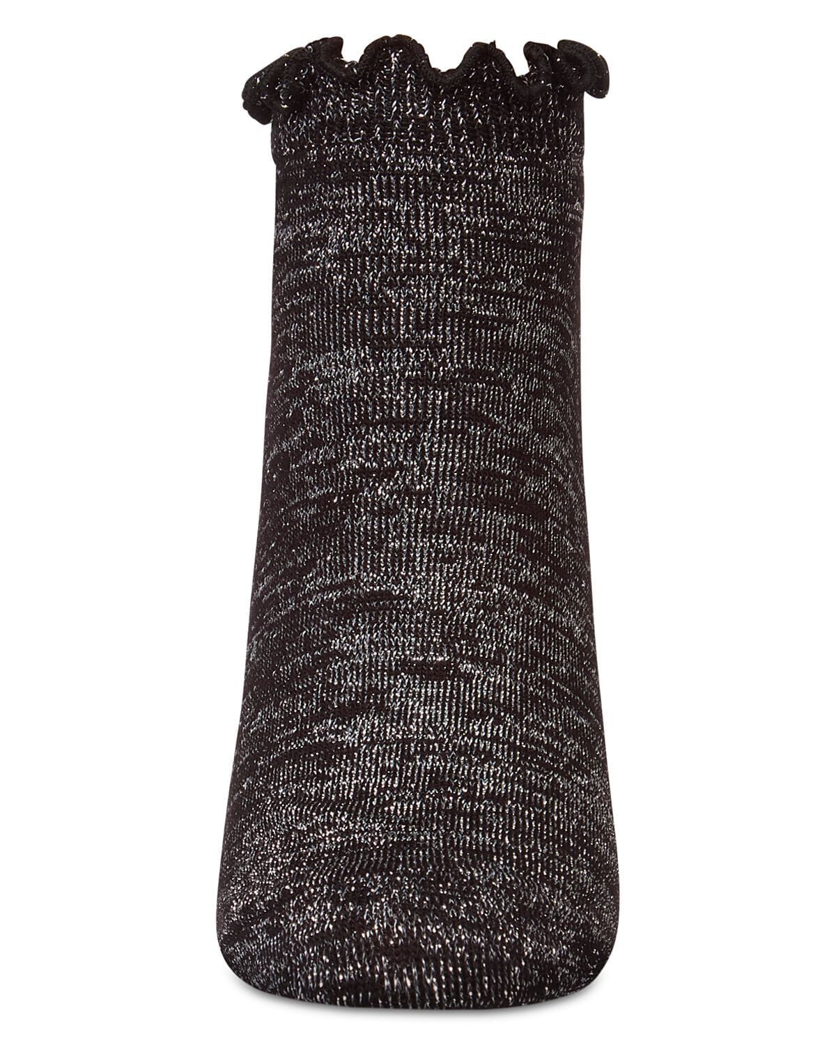 Women's Lurex Bamboo Shortie Socks, BLACK, alternate image number 1