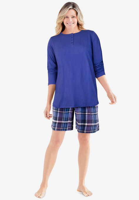 Flannel Pajama Short Set, MULTI PLAID, hi-res image number null