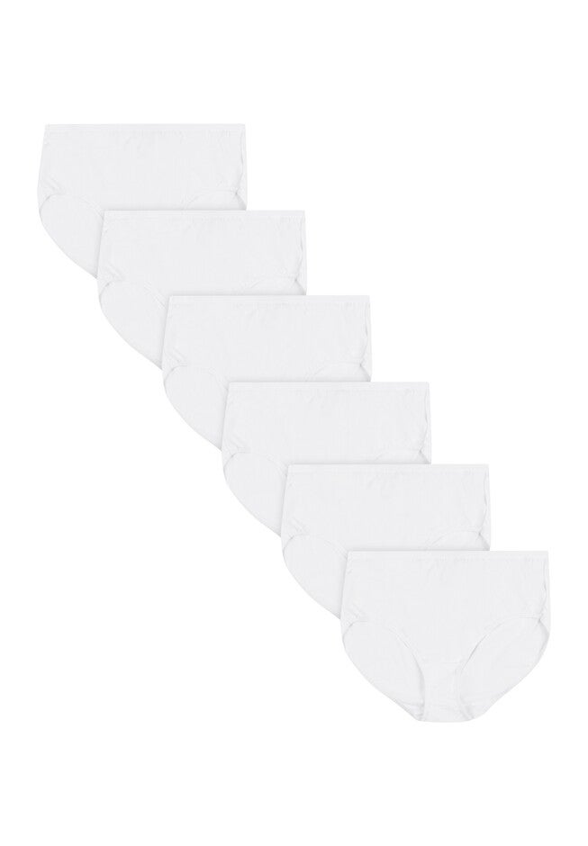 Women'S Cotton Brief Underwear 6-Pack, WHITE, hi-res image number null