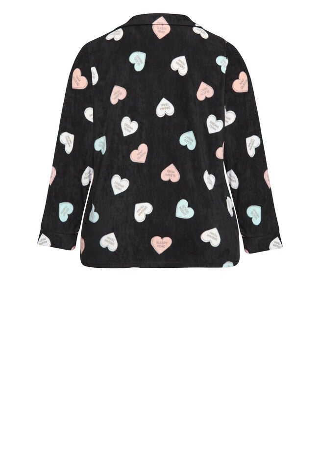 Button Up Fleece Top, HEART PRINT, alternate image number null