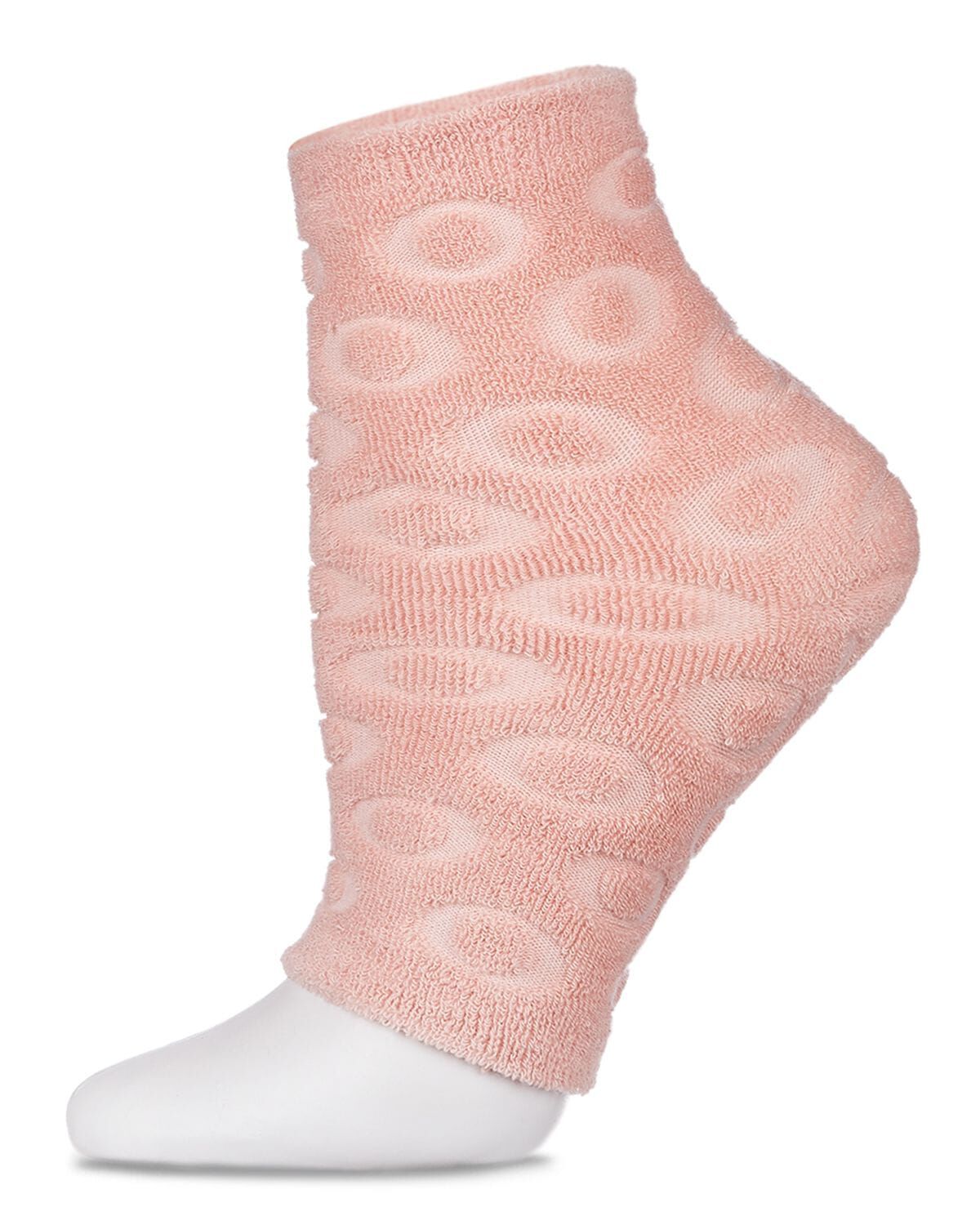 Women's Dot-Patterned Cotton Blend Gel-Lined Mint Scented Pedicure Sock, PEACH, hi-res image number 0
