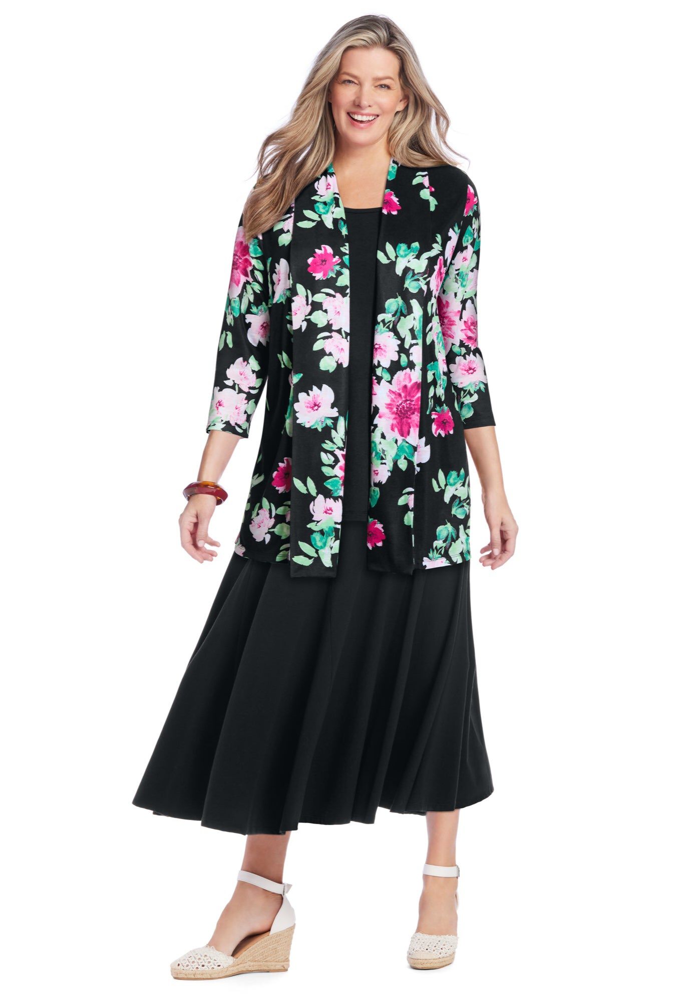 Wide Elastic Waist Skirt