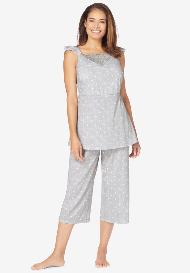 Supportive Capri PJ Set, HEATHER GREY DOT, hi-res image number null