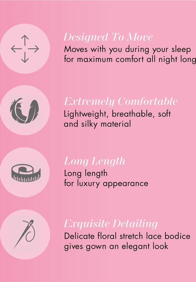 Women'S Classy Nylon Tricot Sleeveless Long With Stretchy Lace Night Gown, , alternate image number 2