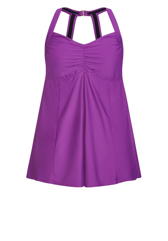 Hi Back Swim Dress, BRIGHT VIOLET, alternate image number null