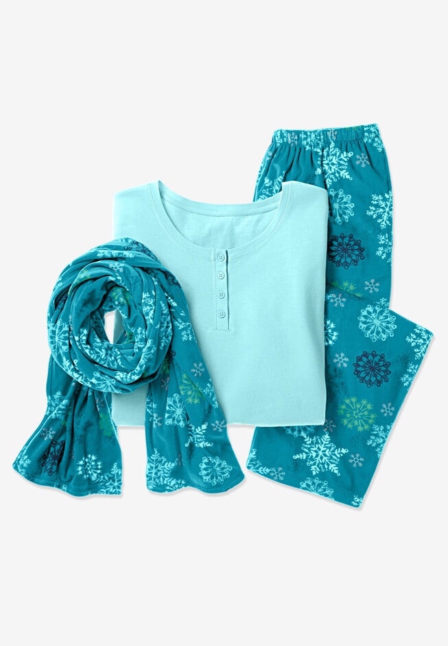 Pajama Set with Coordinating Scarf, , alternate image number null