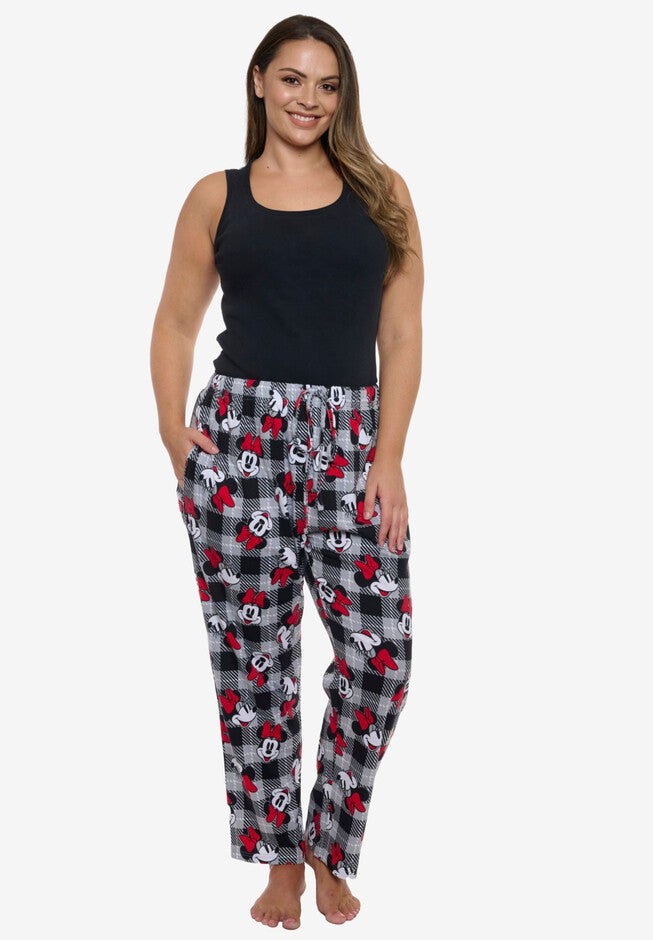 Women's Disney Minnie Mouse Pajama Pants Plaid Red Black, RED, alternate image number null