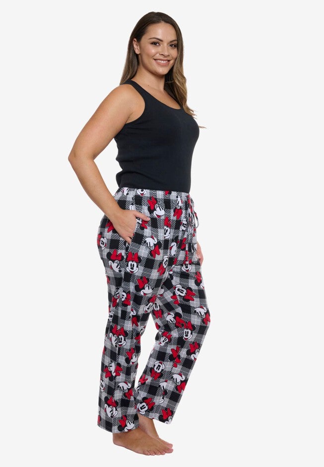 Women's Disney Minnie Mouse Pajama Pants Plaid Red Black, RED, alternate image number null