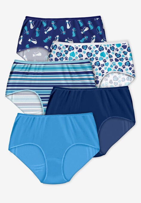 5-Pack Pure Cotton Full-Cut Brief , EVENING BLUE CAT PACK, hi-res image number null