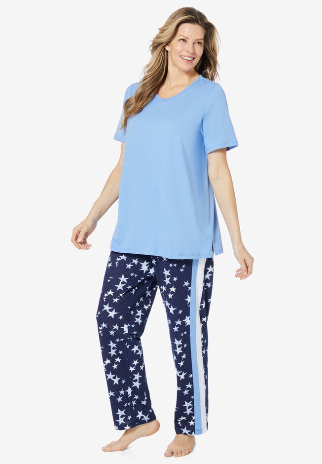 2-Piece Side Stripe Pajama Set, FRENCH BLUE STAR, hi-res image number null