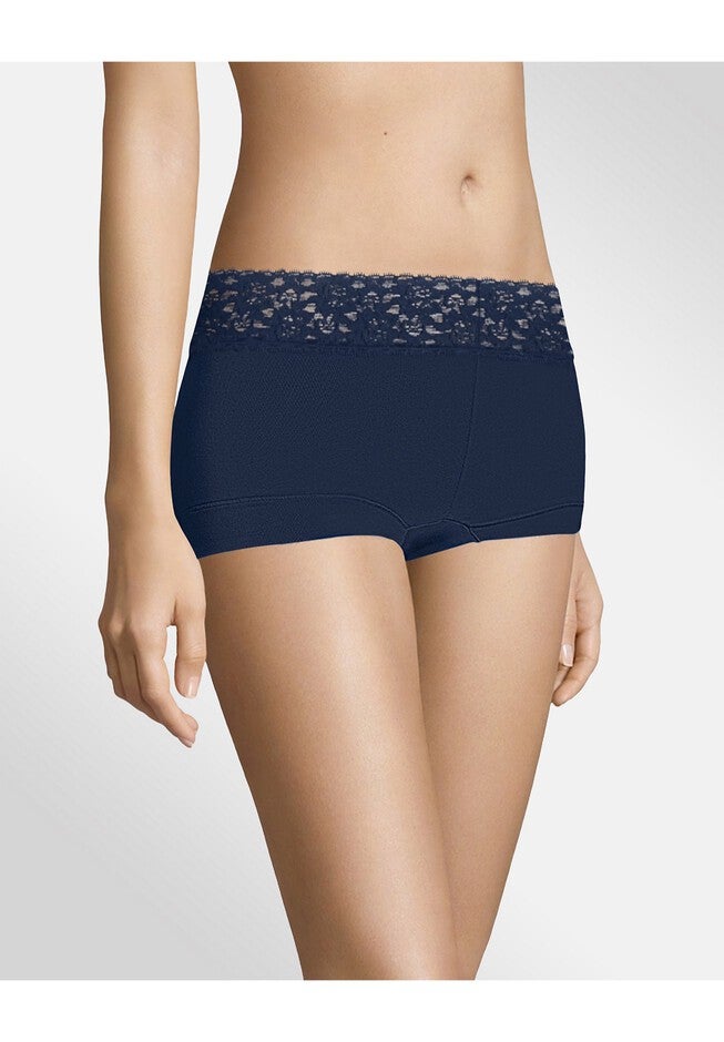 Cotton Dream® Boyshort With Lace , NAVY, hi-res image number 0